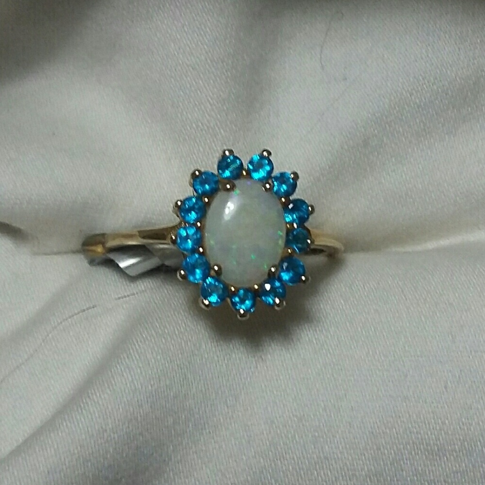 Opal and Neon Apatite Ring